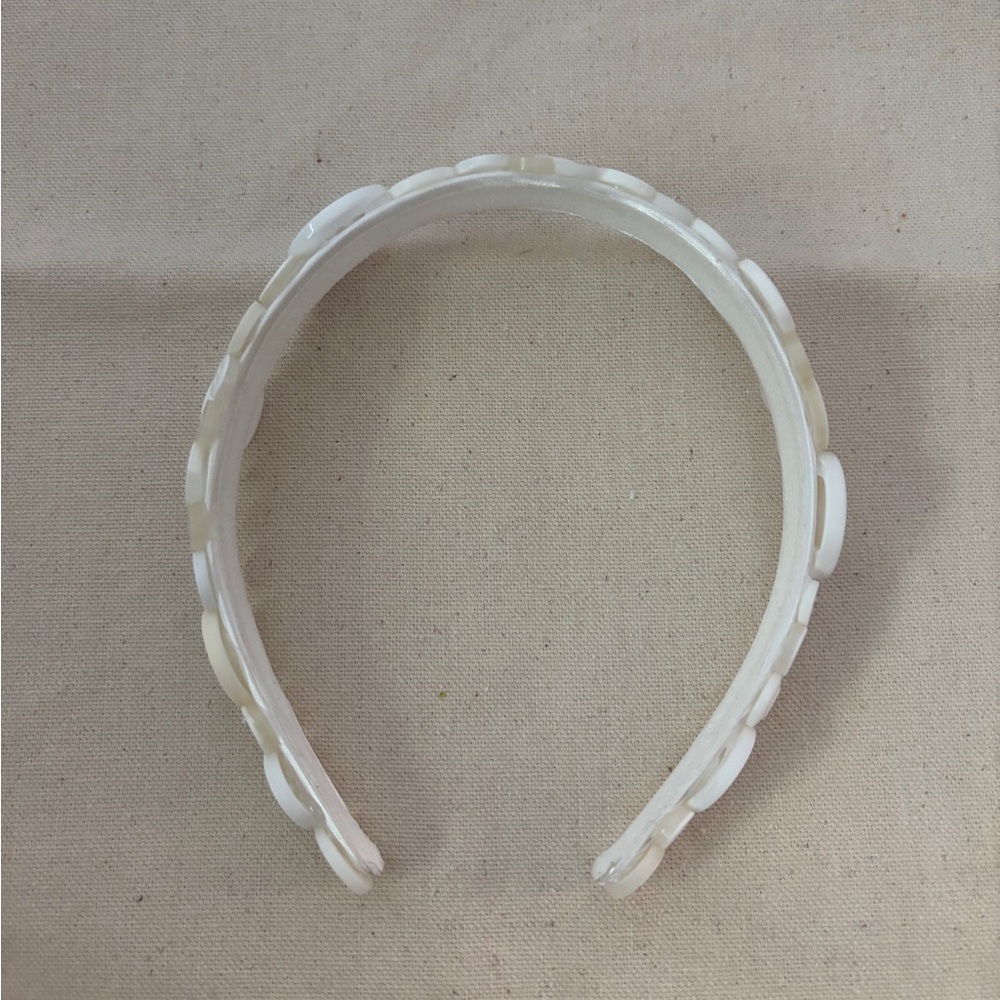 White Girls/Womens headband with buttons